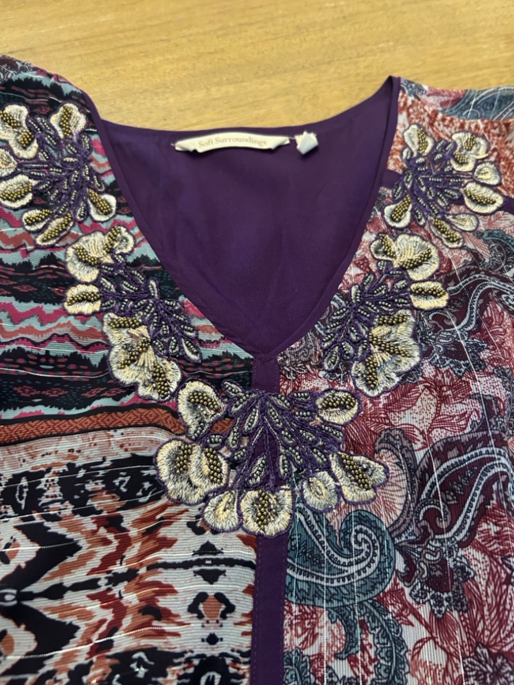 Soft Surroundings Embellished Tunic, Size Petite Med. - Picture 3 of 5